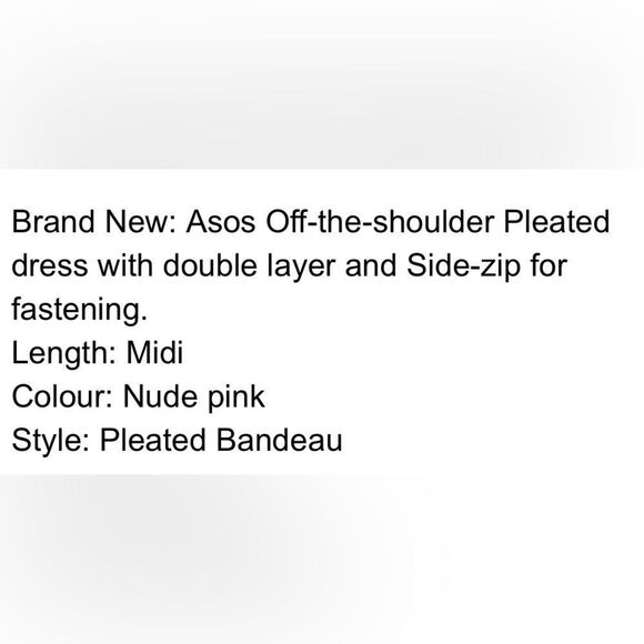 ASOS Nude Blush Pleated Off Shoulder Flowy Midi Dress NEW - Picture 4 of 16